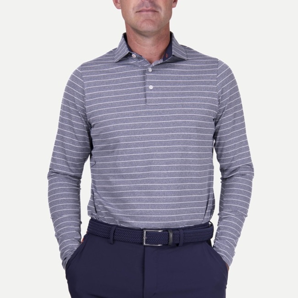 KJUS Men's Soren Mélange Stripe Long-Sleeve Polo